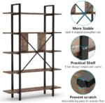 Bookshelf, 5-Tier Industrial Bookcase Display Storage Shelf - Image 6