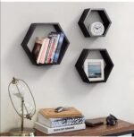 Wall Shelf - Set of 3 Pcs - Hexagon Shaped -Grey - Image 3