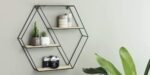wall shelf, made of metal + wood with 4 shelves, black - Image 6