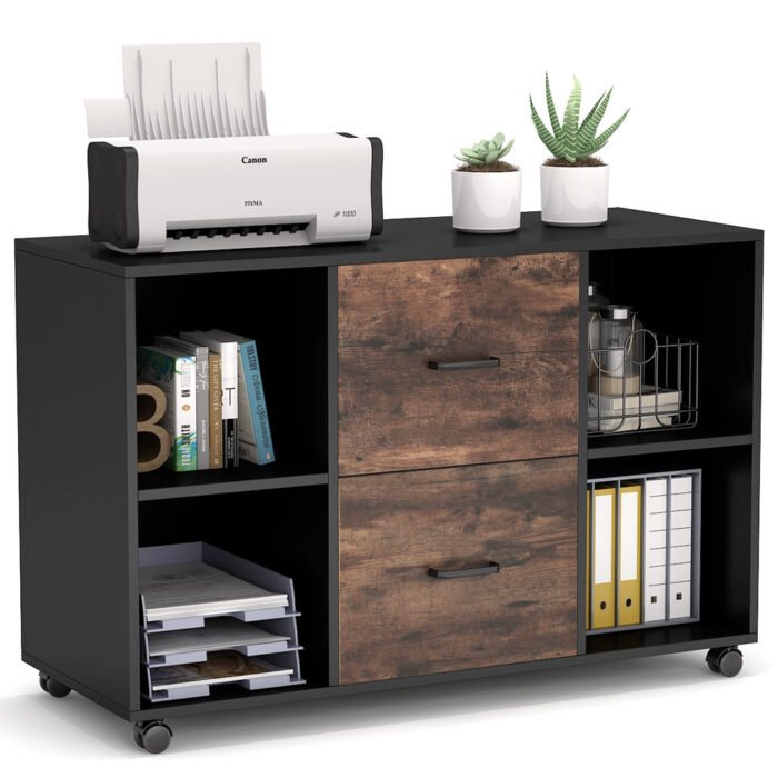 File Cabinet, 2 Drawer Large Mobile Filing Cabinet Letter Size - Image 1