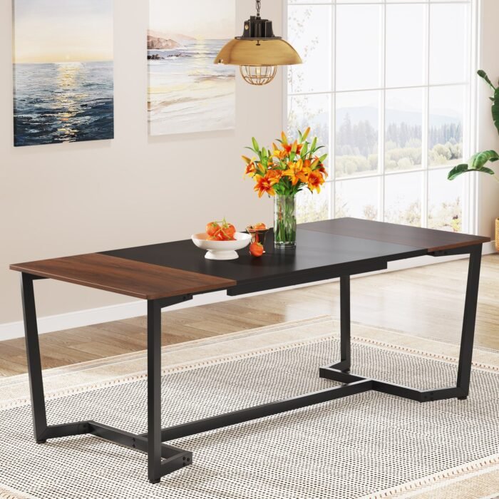 Dining Table, 71? Rectangular Kitchen Table Dining Room Table for 6 People - Image 2
