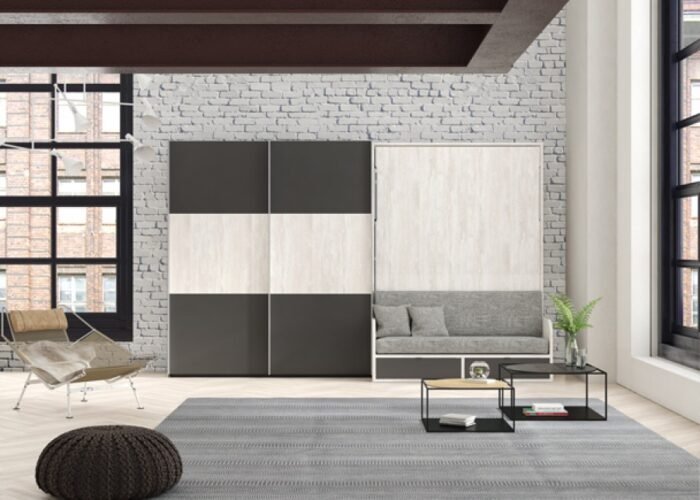 Vertical folding double bed with integrated sofa - Image 1