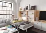 Horizontal folding double bed integrated into the living room - Image 4