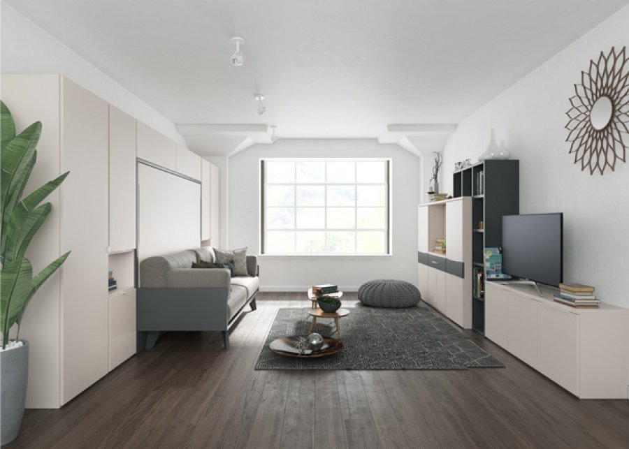 6857-salon-con-mesa-extraible-y-cama-abatible-de-matrimonio.jpg Living room with pull-out table and folding double bed - Image 1