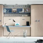 135cm folding bed with folding desk and wardrobes