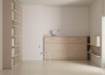 Studio with 90 x 190 horizontal folding bed and bookcase. - Image 2