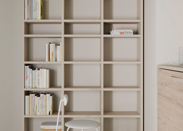 Studio with 90 x 190 horizontal folding bed and bookcase. - Image 1