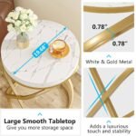 End Table, 26? Tall Round Sofa Side Table with Faux Marble Top - Image 7