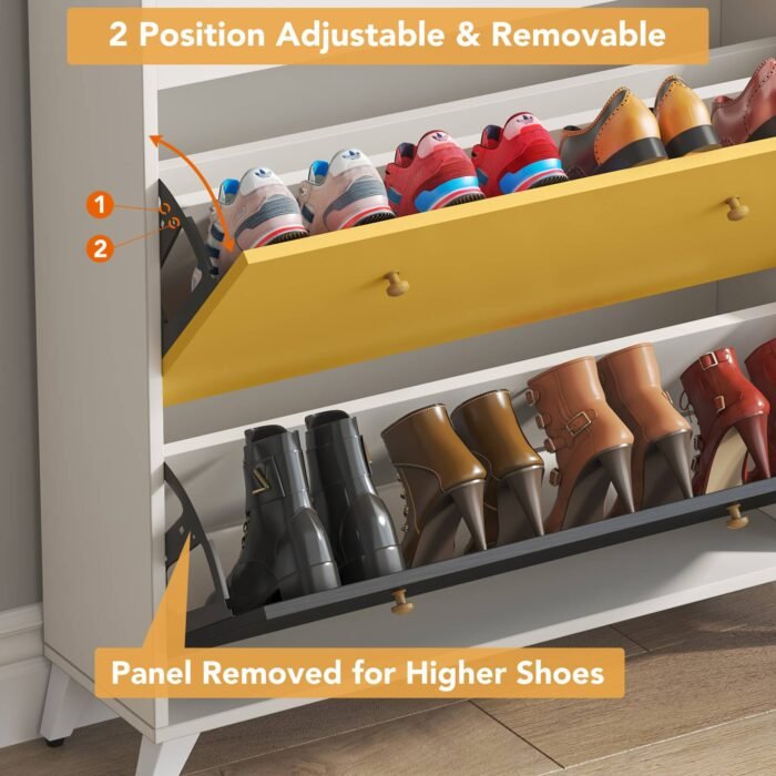 Shoe Cabinet, 24 Pair Shoe Rack Organizer with 3 Flip Drawers - Image 8