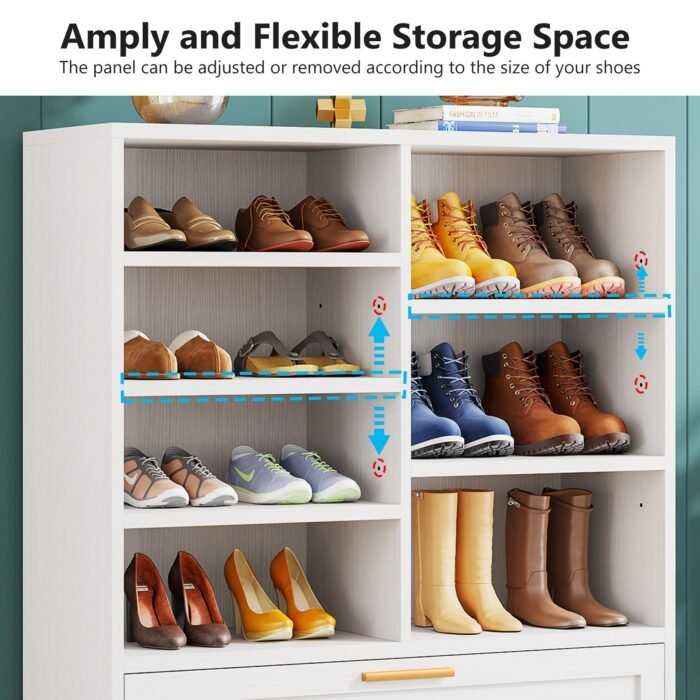 Shoe Cabinet, 7-Tier Shoe Rack with Flip Door & Adjustable Shelves - Image 6