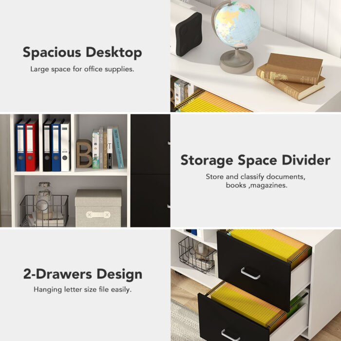 File Cabinet, Mobile Lateral File Cabinet with 2 Drawers - Image 7