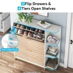 Shoe Cabinet, Modern 24 Pair Shoe Rack Organizer with Doors & Shelves - Image 6