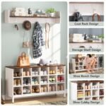 Coat Rack Shoe Bench Set, Hall Tree with Bench and 18 Shoe Cubbies - Image 5