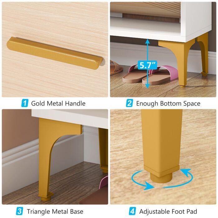 Shoe Cabinet, Slim Hidden Shoe Rack Organizer with 3 Flip Drawers - Image 7