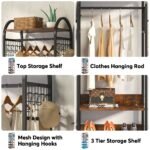 Coat Rack, Freestanding Hall Tree with 4 Storage Shelves - Image 6