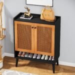 Shoe Cabinet, Natural Handmade Rattan Shoe Rack Organizer - Image 5