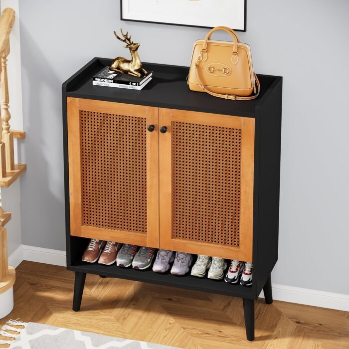 Shoe Cabinet, Natural Handmade Rattan Shoe Rack Organizer - Image 5