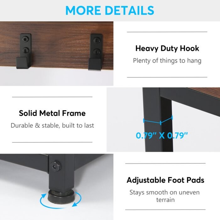 Coat Rack Shoe Bench Set, Hall Tree Shoe Rack with Flip Drawer - Image 7