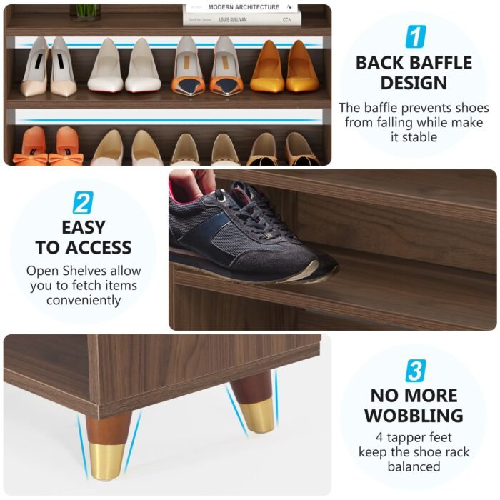 Shoe Rack, 5 Tier Freestanding Shoe Stand Storage Shelf - Image 8