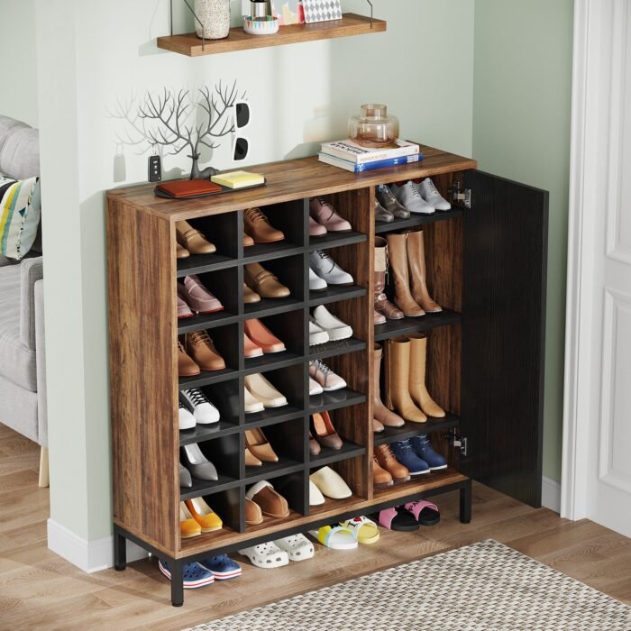 Shoe Cabinet, 6-Tier Shoe Rack with Doors & 23 Cubbies - Image 5