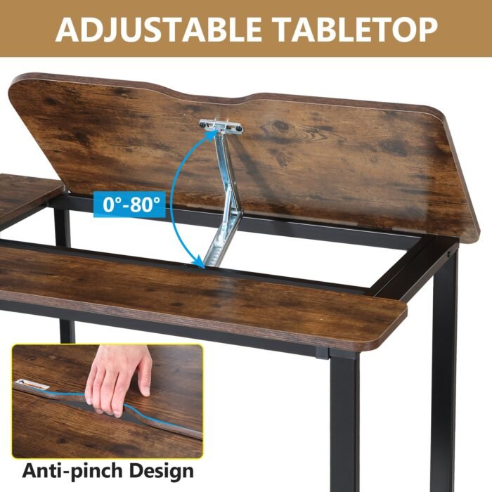 Two Person Desk, 94.5?Computer Desk with Shelves and Tiltable Tabletop - Image 8