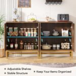 Sideboard Buffet Set of 2, Accent Console Cabinet with Adjustable Shelf - Image 7