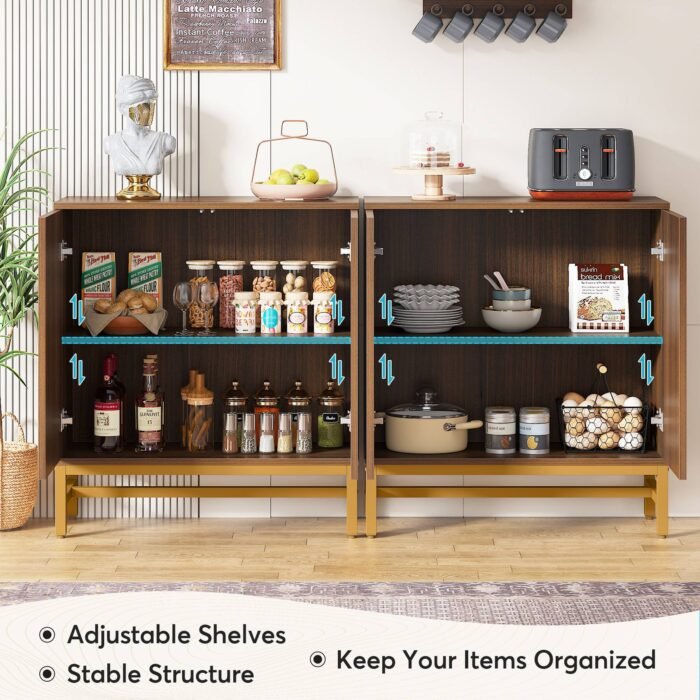 Sideboard Buffet Set of 2, Accent Console Cabinet with Adjustable Shelf - Image 7
