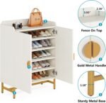 Shoe Cabinet, Slim Shoe Organizer with Doors and Adjustable Shelves - Image 8