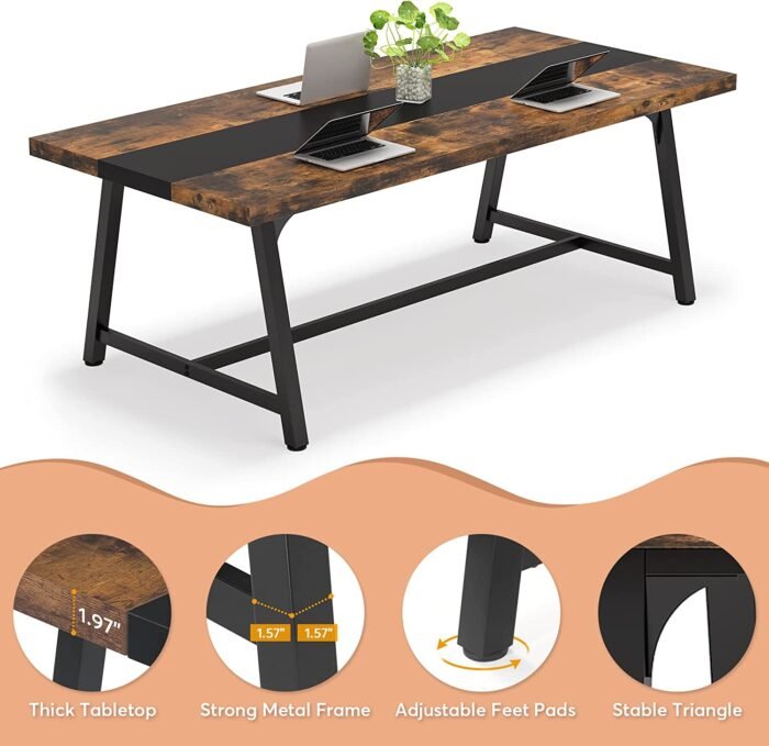 Dining Table for 8 People, 70.87? Rectangular Wood Kitchen Table - Image 7