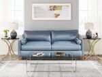 End Table, Round Sofa Side Table Coffee Table with Gold Metal Frame - Image 10