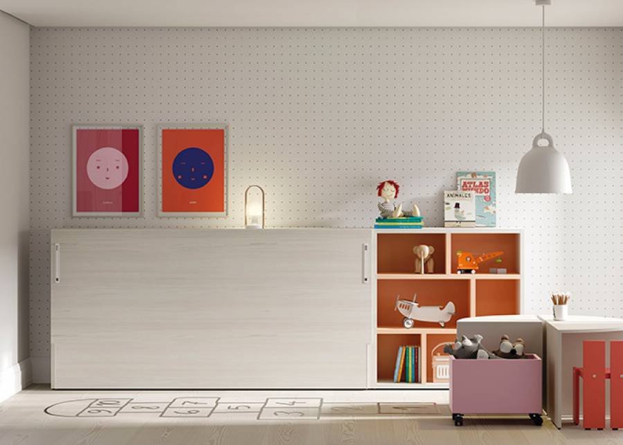 7237-cama-abatible-horizontal-serie-u-d-con-libreria-y-mesa-de-juegos.jpg U+D series horizontal folding bed with bookcase and games table - Image 1