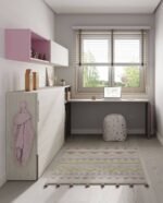 UD series horizontal folding bed with bookcase and desk - Image 3