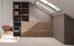 Loft with horizontal folding bed with wardrobes and bookcase