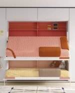 Horizontal frameless folding bunk bed with side cabinets - Image 5