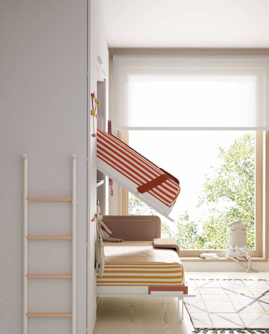 7278-litera-abatible-sin-marco-con-armarios-laterales.jpg Horizontal frameless folding bunk bed with side cabinets - Image 1