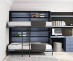 Horizontal folding bunk bed with double-bed study area - Image 2