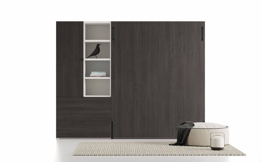 7310-cama-abatible-vertical-de-matrimonio-con-armario-y-libreria.jpg Vertical folding double bed with wardrobe and bookcase - Image 1