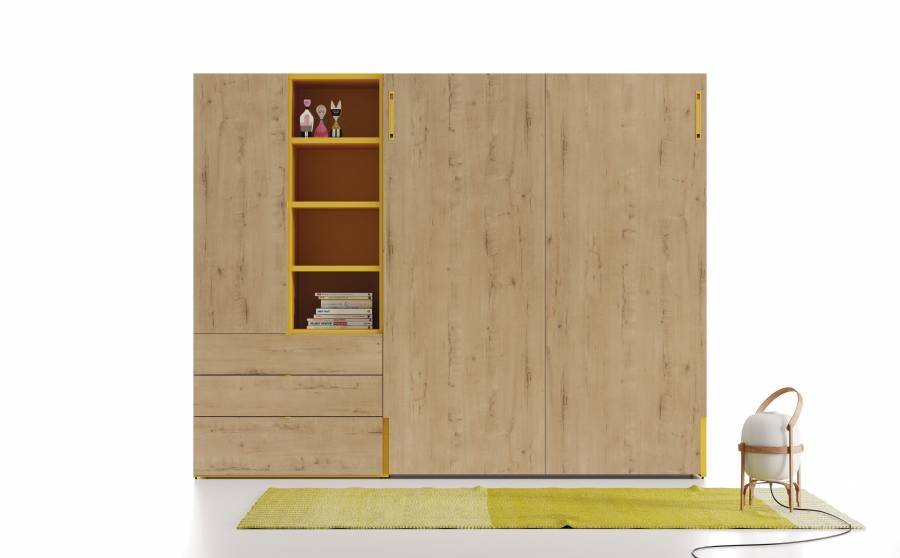 7312-cama-abatible-vertical-de-matrimonio-con-armario-y-libreria.jpg Vertical folding double bed with wardrobe and bookcase - Image 1