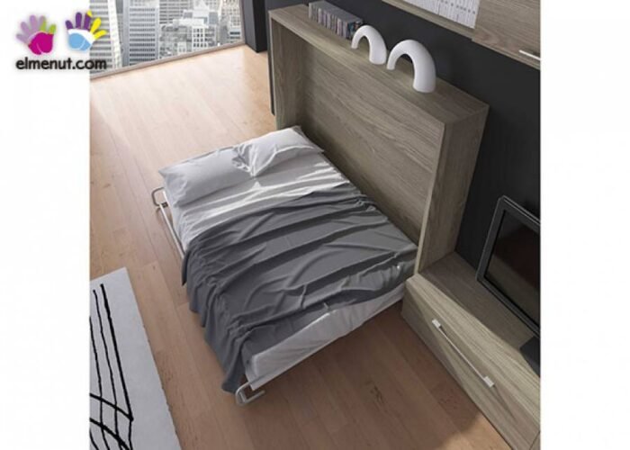 Living room with 150 x 190 horizontal folding bed with wall composition - Image 2