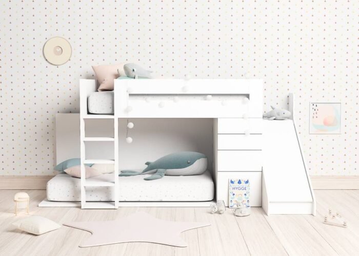 Children's train bunk bed with slide and drawers - Image 2