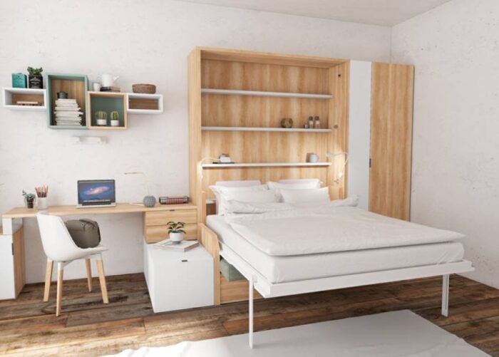 Vertical folding bed with sofa and study area - Image 2