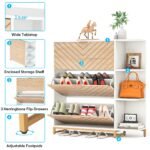 Shoe Cabinet, Modern 24 Pair Shoe Rack Organizer with Doors & Shelves - Image 7