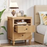 Nightstand, 2 Drawers Sofa Side Table with Open Storage Space - Image 4