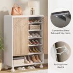Shoe Cabinet, Modern Wood Shoe Organizer Cabinet with Door - Image 7