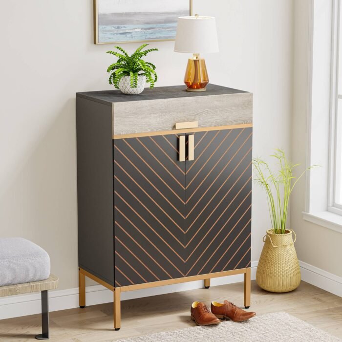 Shoe Cabinet, 4-Tier Shoe Rack Storage Organizer with Drawers - Image 6
