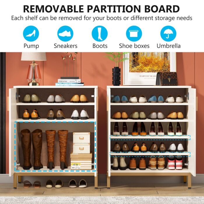 Shoe Cabinet, 20 Pairs Entryway Shoe Racks Organizer with Shelves - Image 6