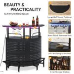 Smart Bar Unit with Led Lights, 3-Tier Liquor Bar Table - Image 7