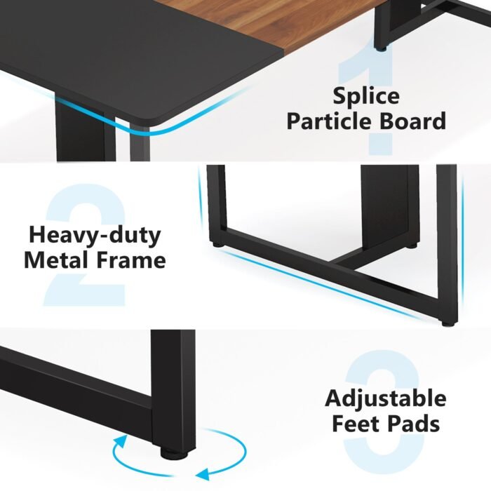 8FT Rectangle Conference Table, 10 People Meeting Table with Grommets - Image 7