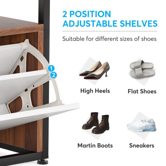 Coat Rack Shoe Bench Set, Hall Tree Shoe Rack with Flip Drawer - Image 8