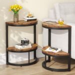 End Table, Half Round Narrow Side Table with Metal Frame - Image 10